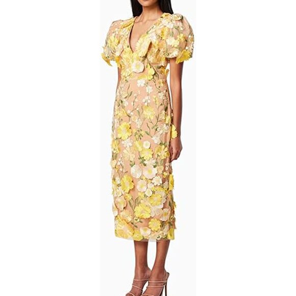 Women's Deep-V Maxi Formal Dress Lace Evening Gown Party Wedding Ball Prom Dress - Picture 6 of 9